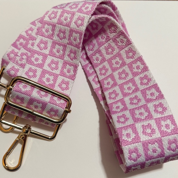 Pink and White Patterned Strap with Gold Hardware - Picture 2 of 2